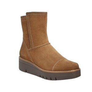 Naturalizer Wylie Stitched Tawny Brown Suede Wedge Mid Calf Boots
